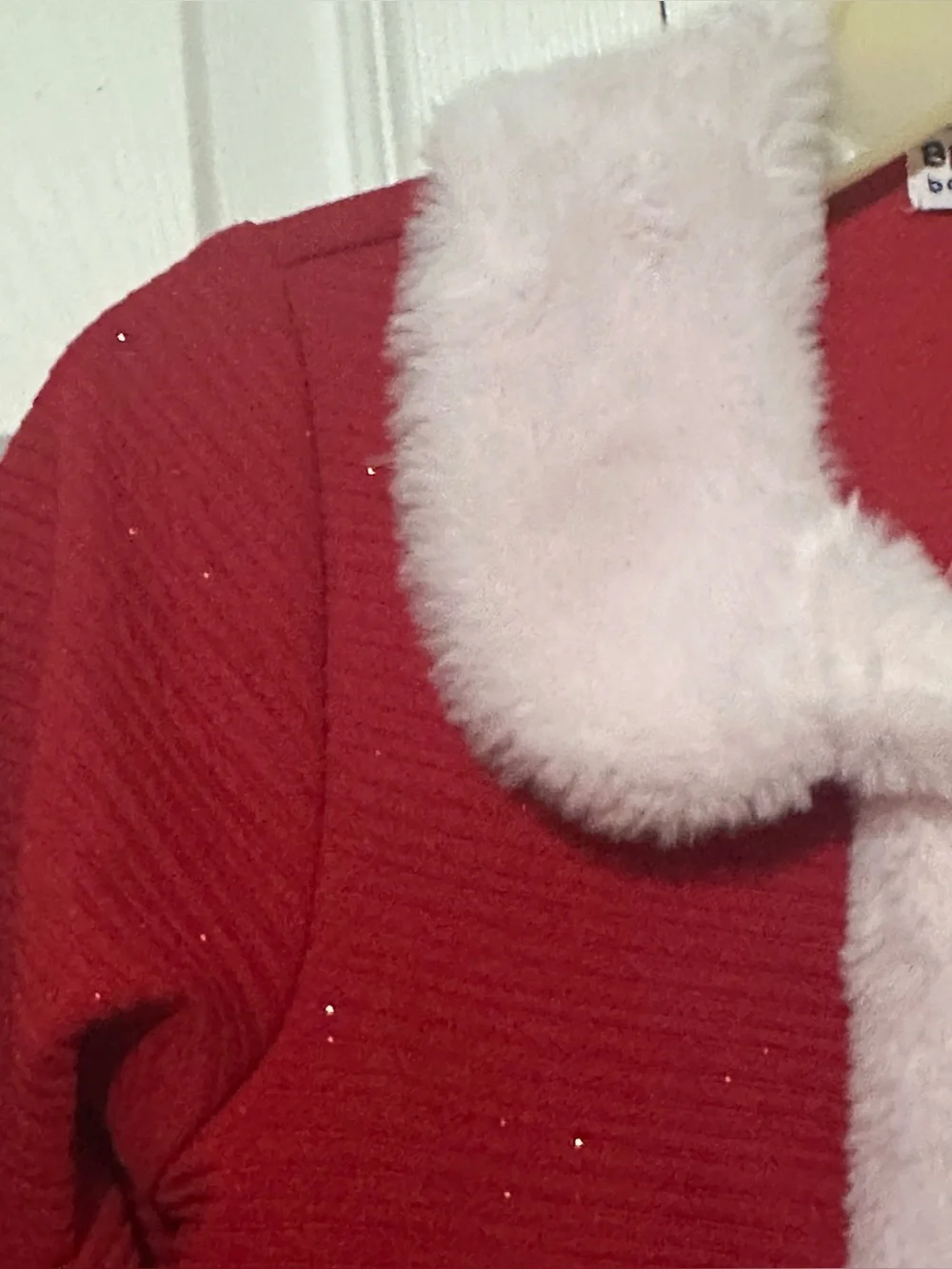 Blueberi Boulevard Red Holiday Faux-Fur White Trim Dress Coat for Kids Sz 6